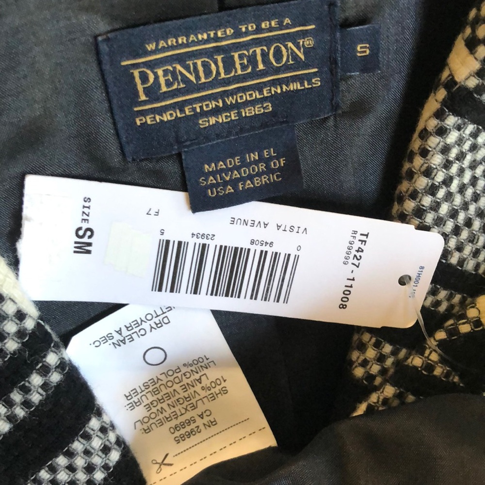 Pendleton Virgin Wool Black and White Tartan Plaid Women Blazer Jacket Size S - Picture 15 of 16